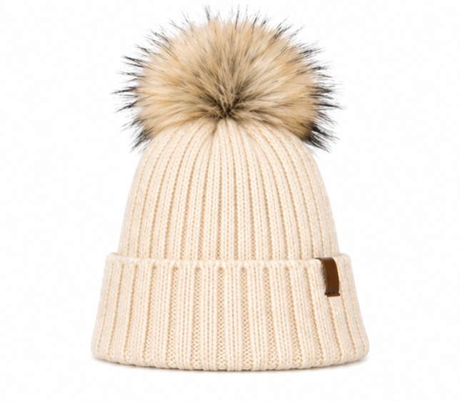 The Knit Pom in Beige - COSI & co.